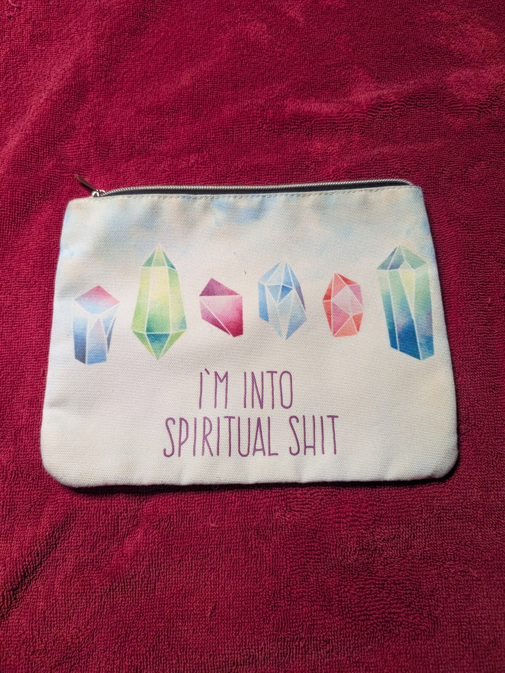 Canvas Crystal Print Cosmetic Pouch - White